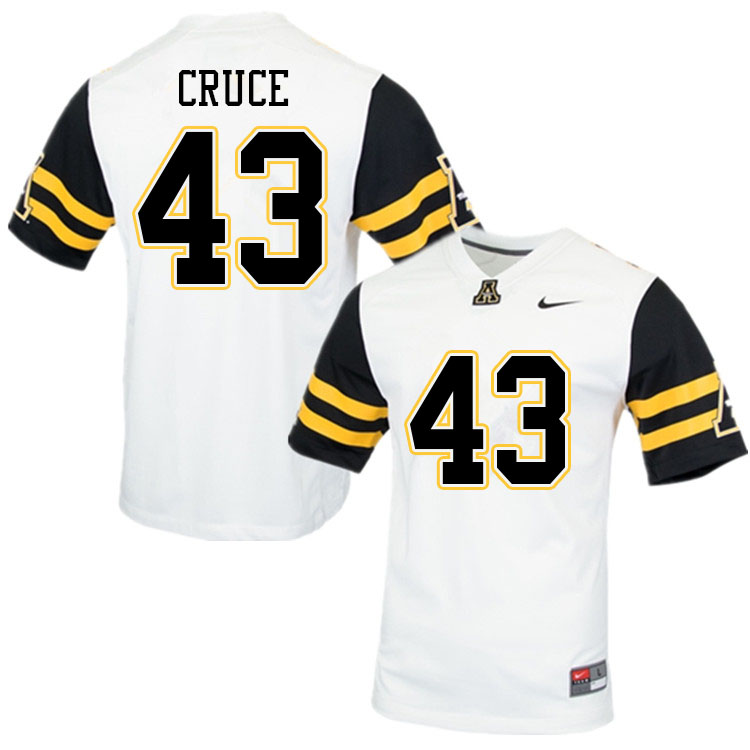 Men #43 Logan Cruce Appalachian State Mountaineers College Football Jerseys Sale-White - Click Image to Close